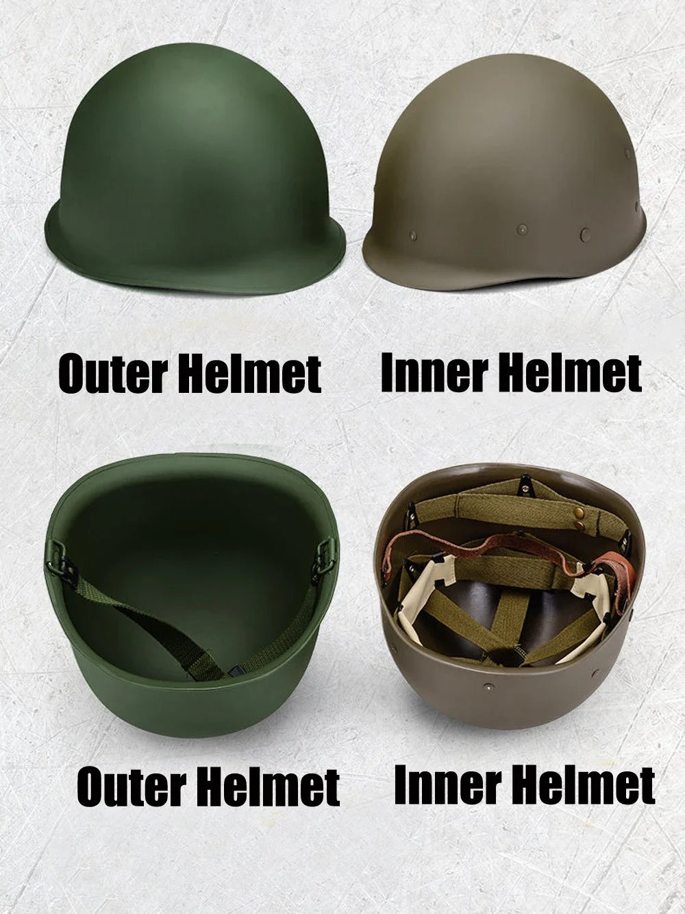 WW2 M1 Helmet SteelHelmet Tactical US Army Military Replica Protective Helmets WWII WW2 Outdoor CS Paintball Green Steel Helmets