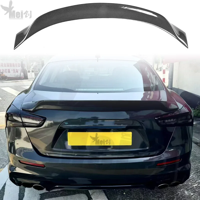 For Maserati Ghibli Carbon Fiber Spoiler M157 Trunk Lid 4-door Sedan 2014 - 2021 Ghibli M157 Rear Trunk Spoiler Wings