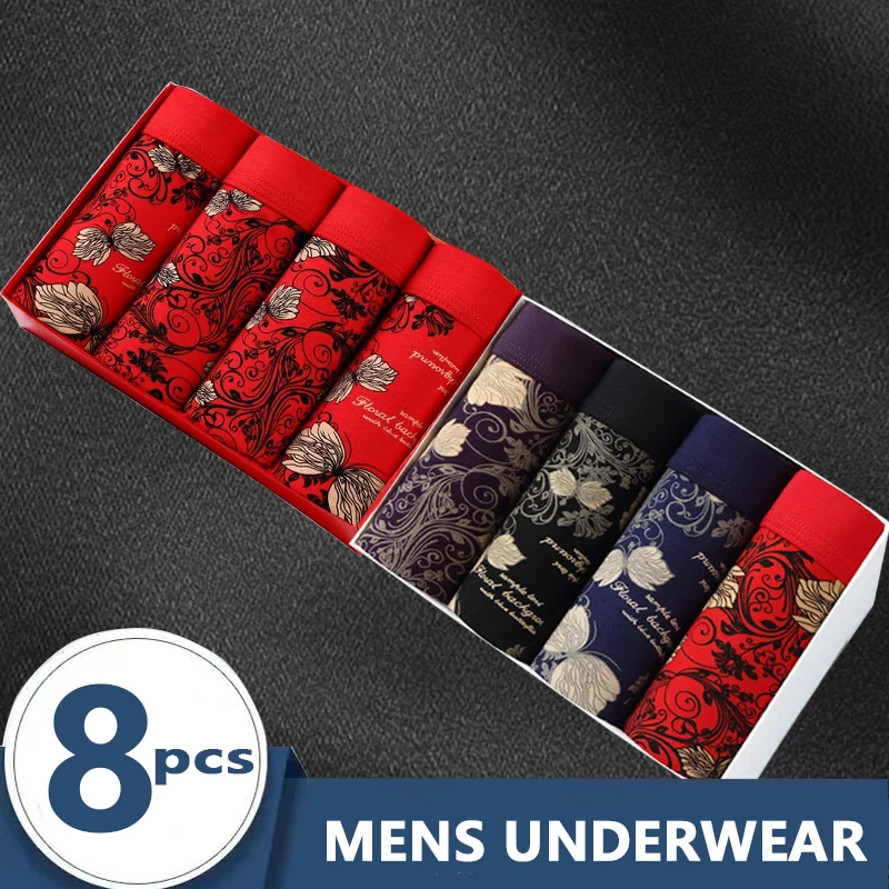 8 Pcs Men\'s Panties Boxer Breathable Cotton Underwear Men Shorts Underpants Comfortable Boy Boxers Plus Size 5XL Men\'s Panties