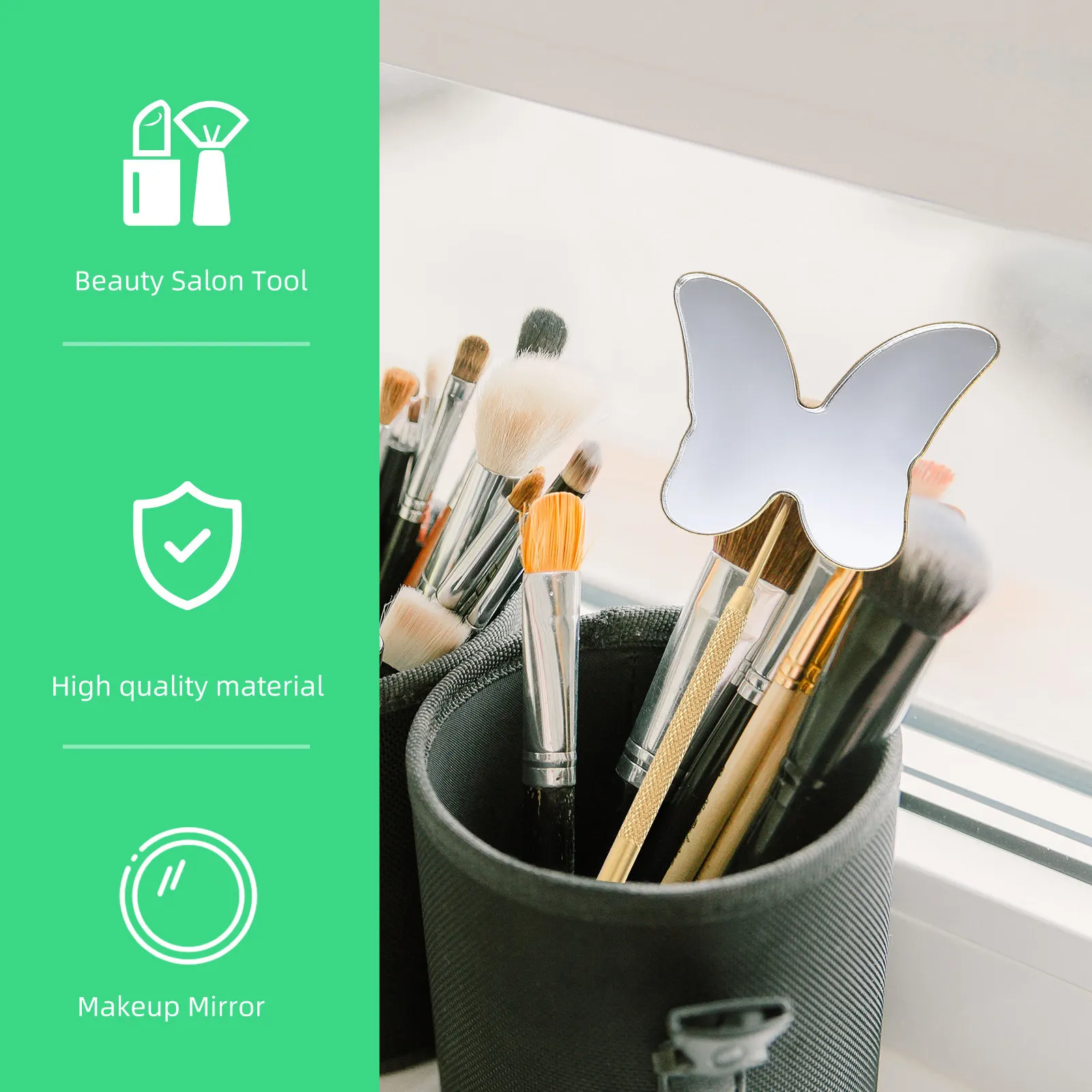 Stainless Steel Eyelash Check Mirror Butterflies Shape Removable Design Non Slip Grip Handheld Mirror for Eyelash Grafting