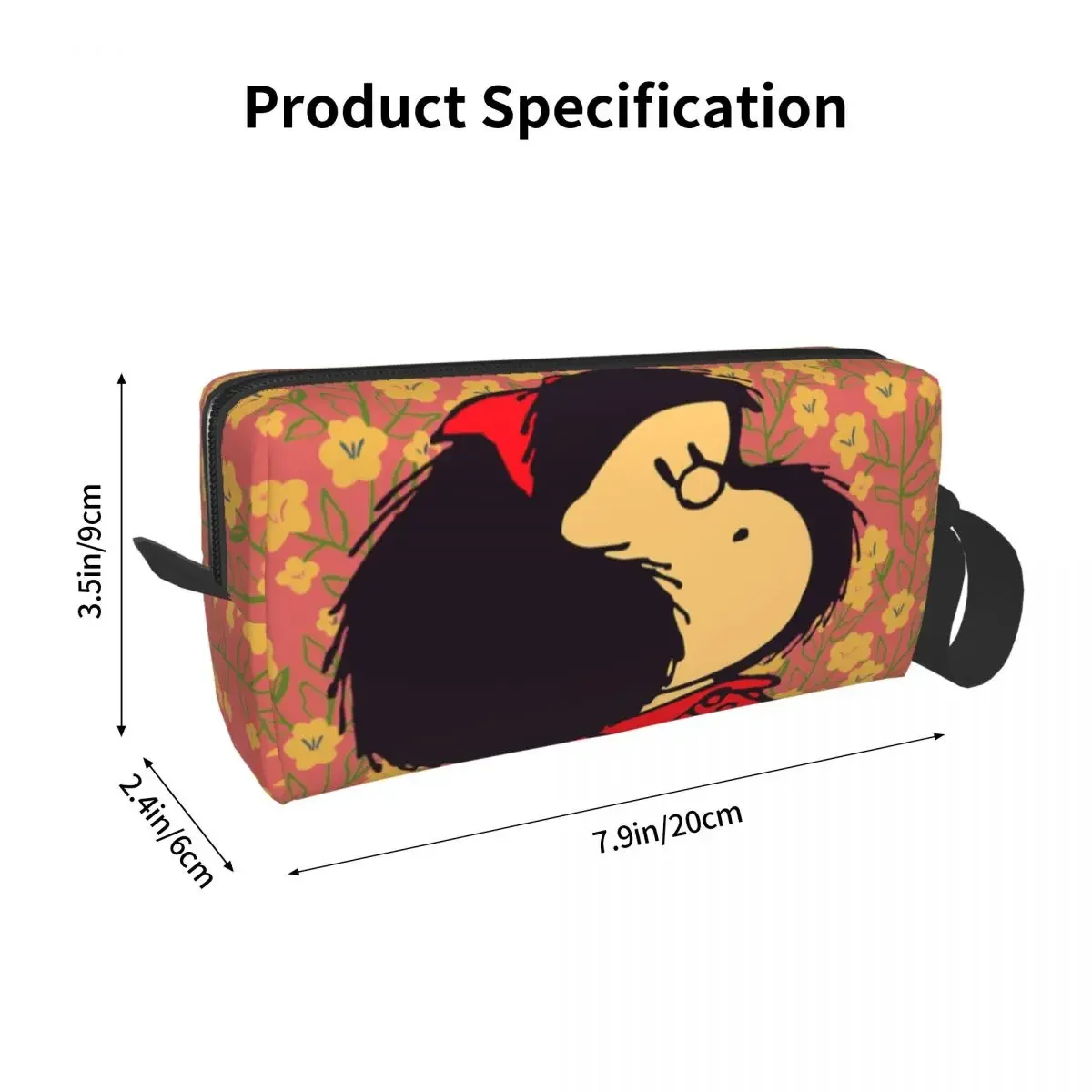 Custom Mafalda And Flowers Toiletry Bag Women Quino Kawaii Cartoon Cosmetic Makeup Organizer Ladies Beauty Storage Dopp Kit Case