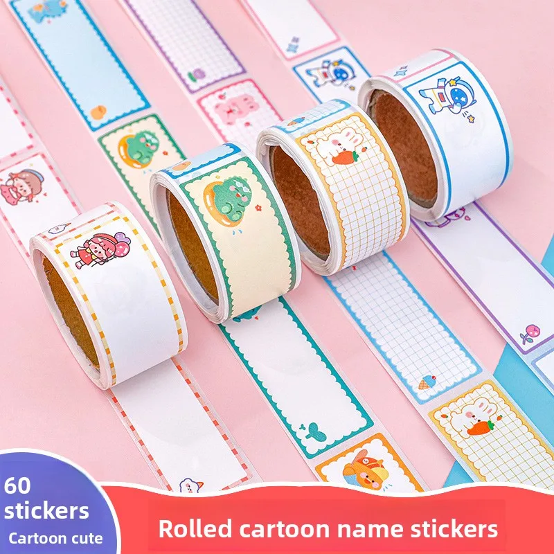 Cartoon Tape Name Sticker, Creative Multi-functional Message Index Sticker Ins Children's Cute Handwritten Label Sticker
