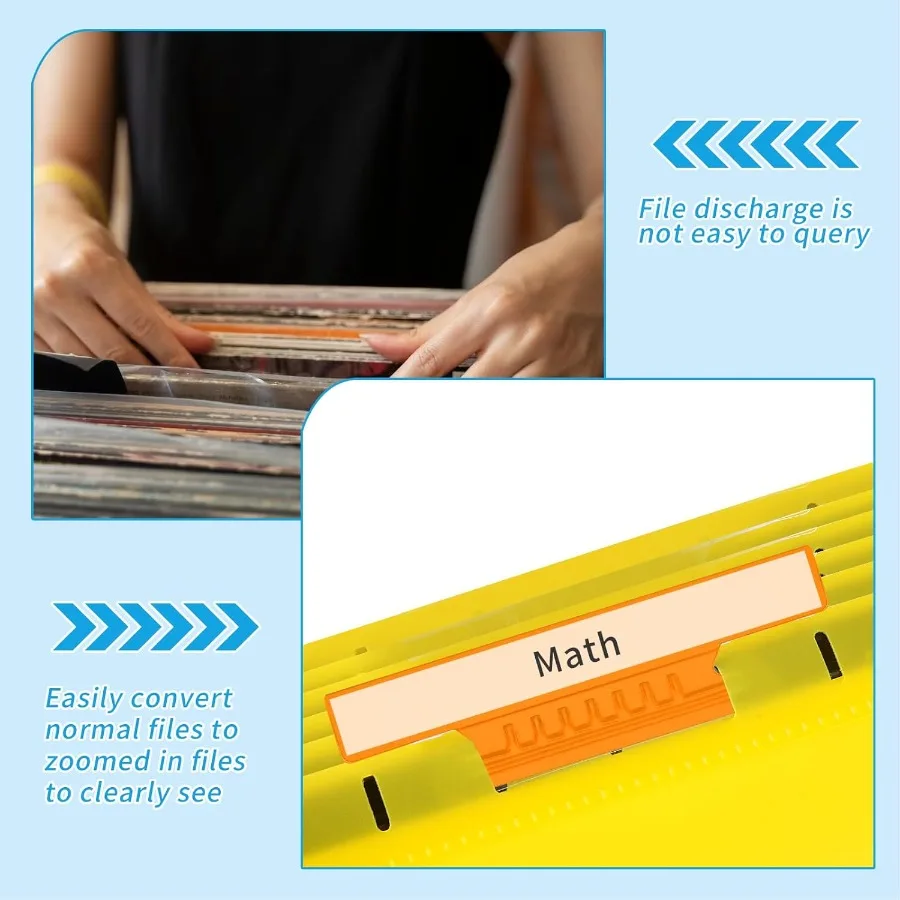 100 قطعة من علامات تبويب مجلد الملفات المعلقة 4 Ih وإدراج علامات تبويب مجلدات معلقة كبيرة من البلاستيك الشفاف لملصقات مجلدات خزانة الملفات