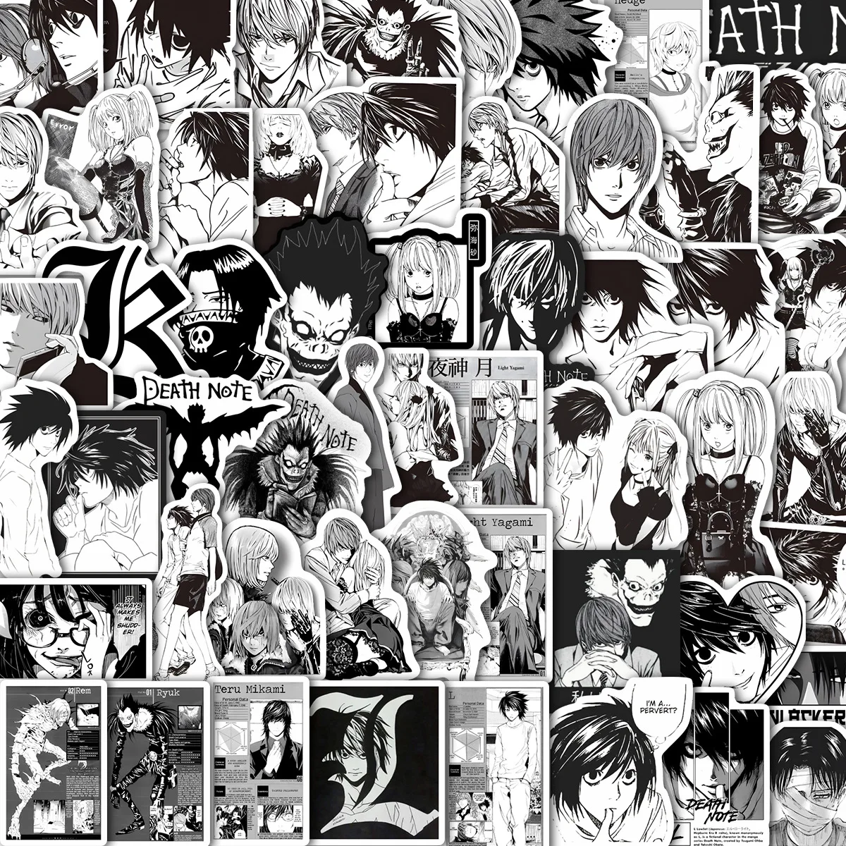 55 Uds pegatinas de personajes de Anime japonés Conan Edogawa & Hanako & JJO & Yagami Light DEATH NOTE pegatinas