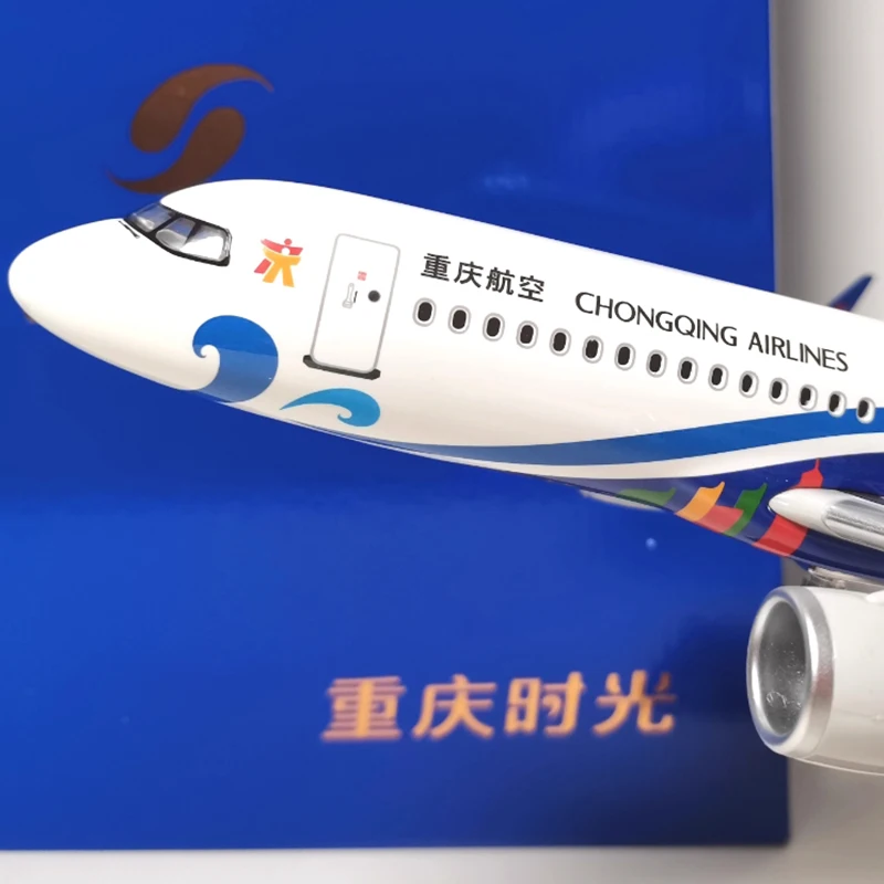 37cm A320 Aviation Chongqing Airlines resin aircraft model decoration painting machine model souvenir