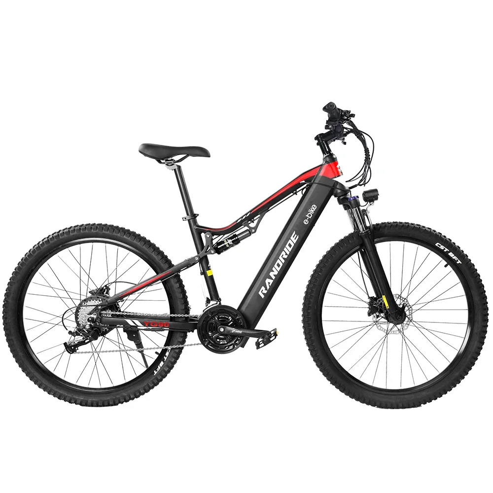 Vélo électrique RANDRIDE YG90B 1000W, vitesse maximale 45 km/h, 48V 17Ah, autonomie maximale 70-90 km, pneus CST 27,5'', charge maximale 120 kg, frein à disque hydraulique