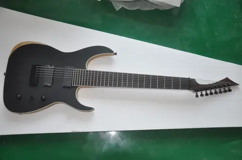 Factory 8 Strings Matte Black Electric Guitar with White Binding,Offer Customization