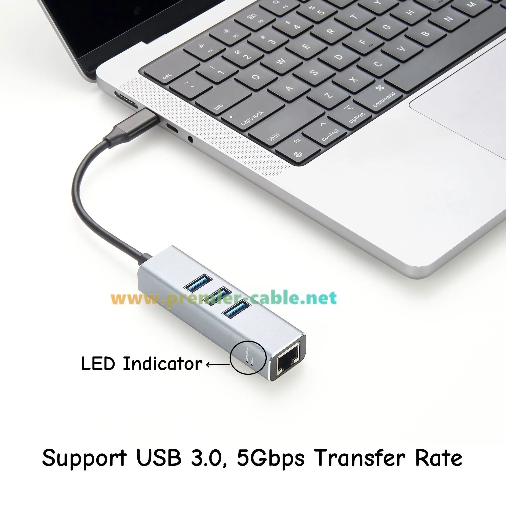 4 In 1 USB C Hub USB Type C to RJ45 1000Mbps Gigabit Ethernet Adapter with 3 USB3.0 Port USB 3.0 OTG Splitter LAN Netwok Card