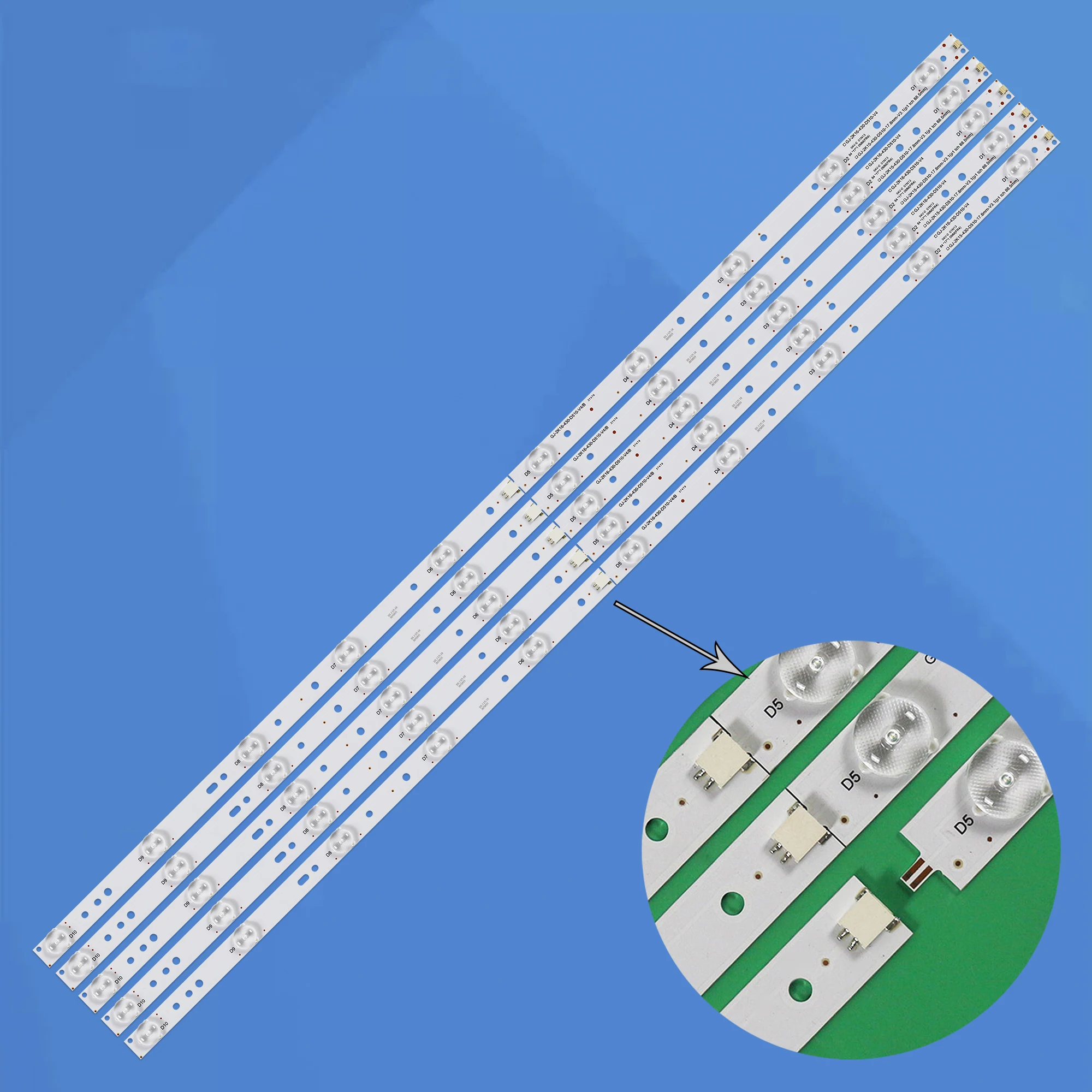 

LED strip 10 Lamp For 43" TV LBM430P1001-AJ-3S 2S BV-1 LB43003 CRH-AA433535T051053U-REV1.3 43PFF5650 TPT430US TPT430H3 43PUF6061