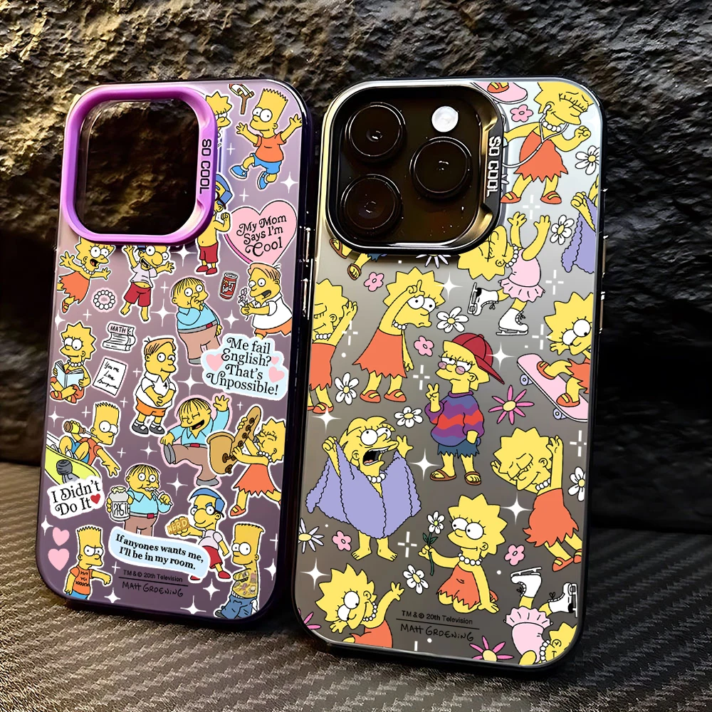 Funda de Teléfono con Dibujos Animados de los Simpsons para iPhone 17 17e 16e 16 15 14 13 12 11 Pro Max X XR XSMAX Air Plus, Carcasa Trasera Mate Anti-Caídas