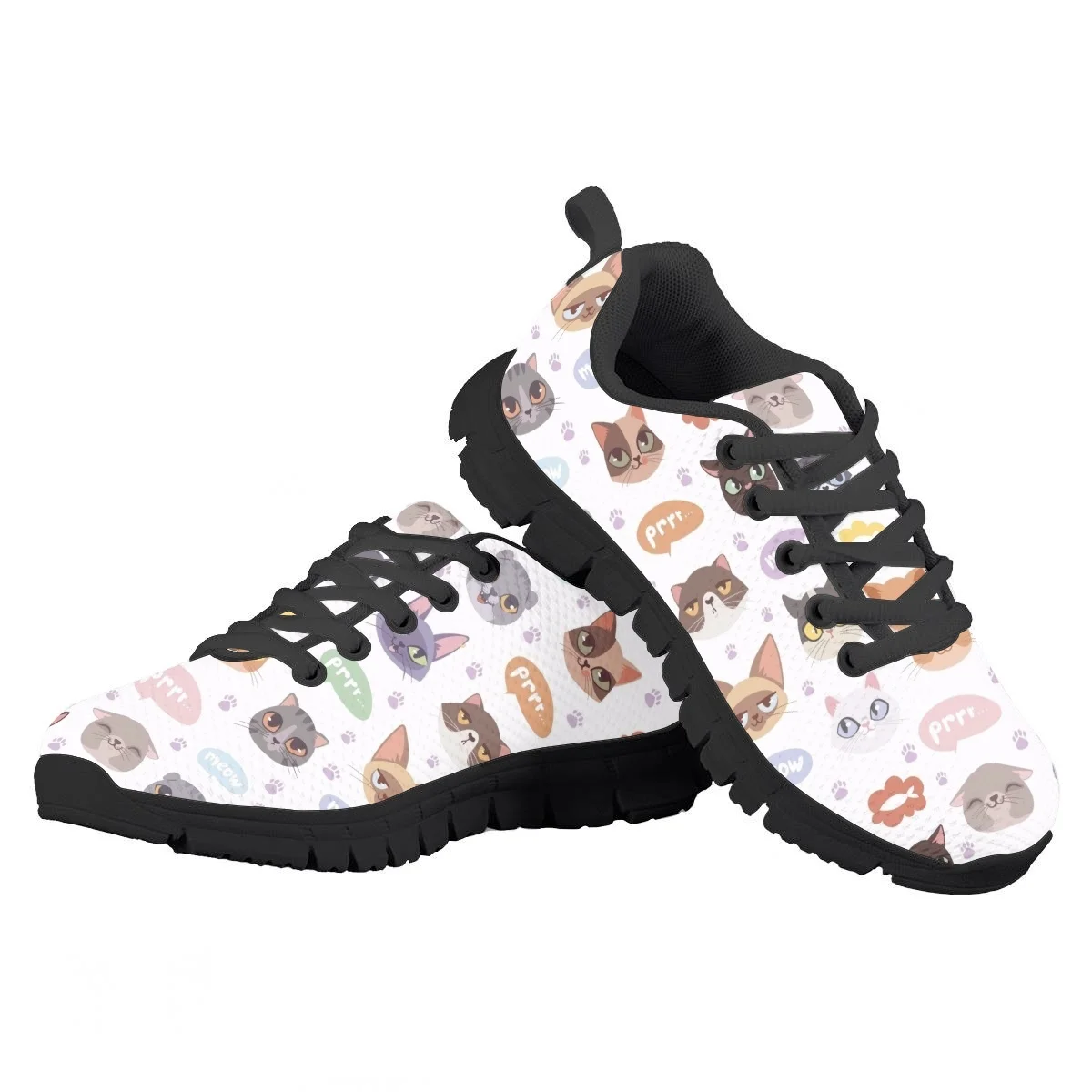 Kawaii Cartoon Cat Paw Pattern Wear-Resistant Children's Running Shoes for Boy Girl Lace Up Comfort Men Basketball Sneakers New