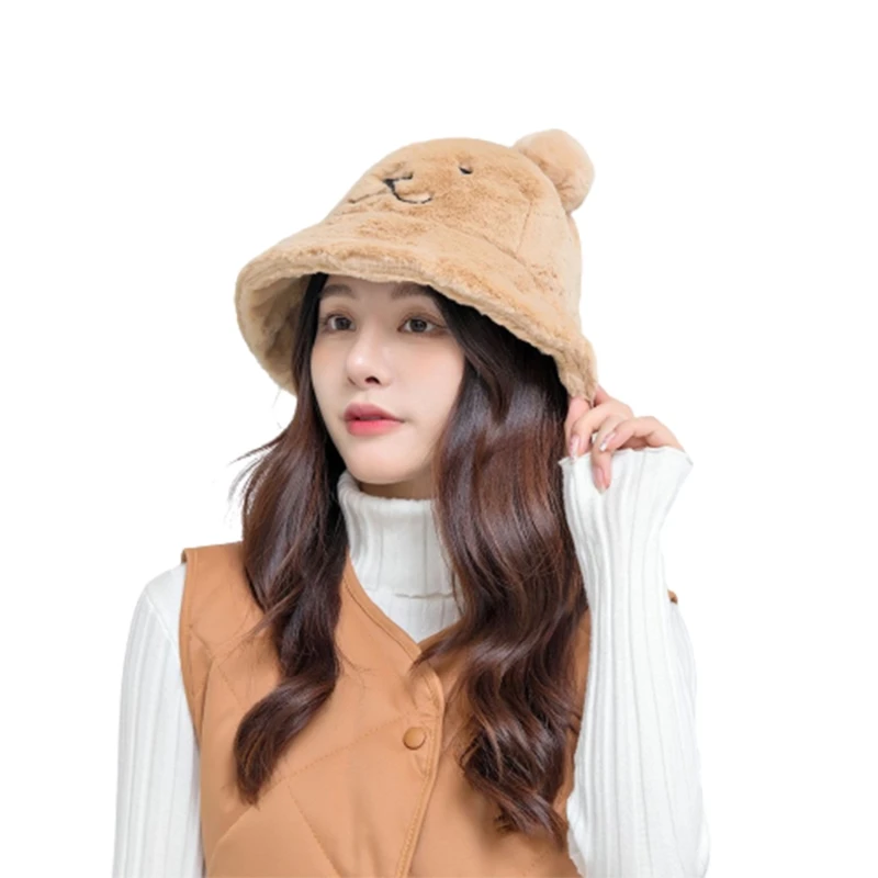 Bucket Hat for Adult Animal Ear Foldable Winter Keep Warm Hat Windproof