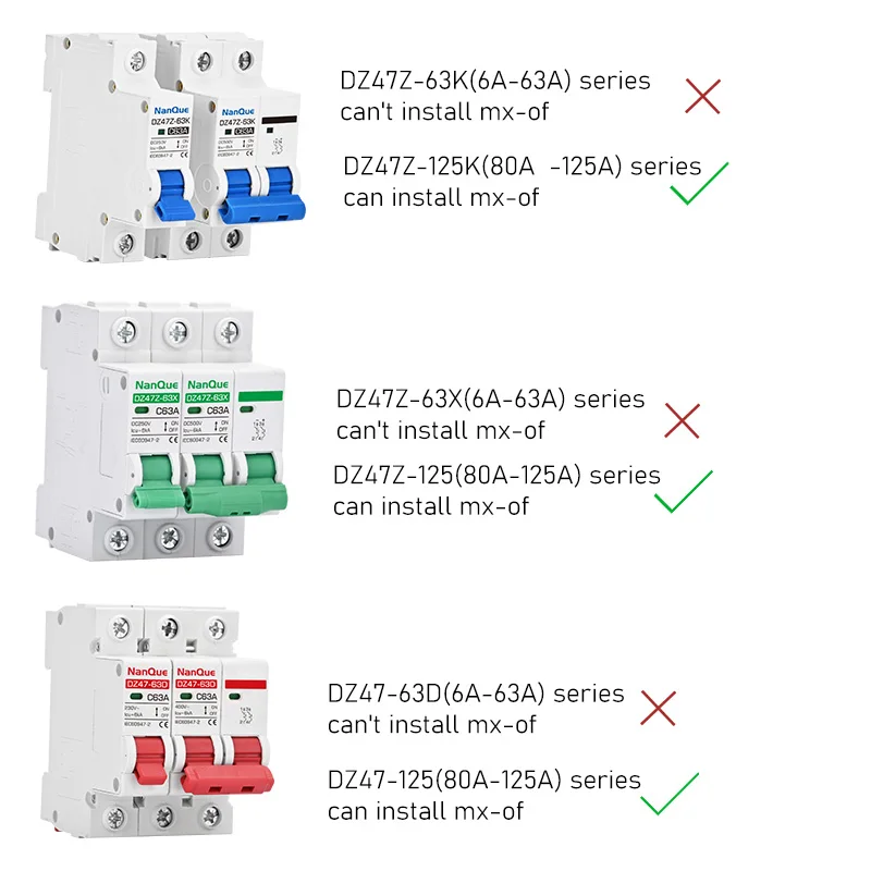 AC DC 24V 48V 220V Shunt Trip per DZ47 MCB Remote Feedback MX di interruttore ausiliario rilascio elettromagnetico di emergenza