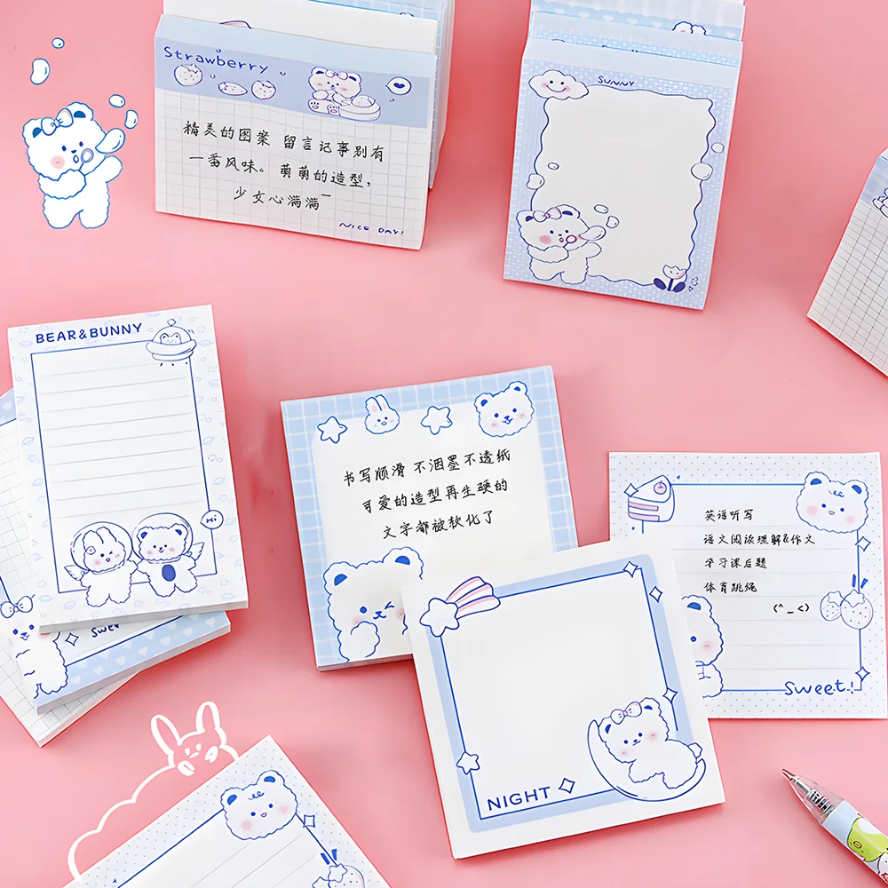 

Korean Cute Kawaii White Bear Sticky Notes Funny Memo Pad Post Notepad Stationery Index Tab Planner To Do List Check Shopping 3D