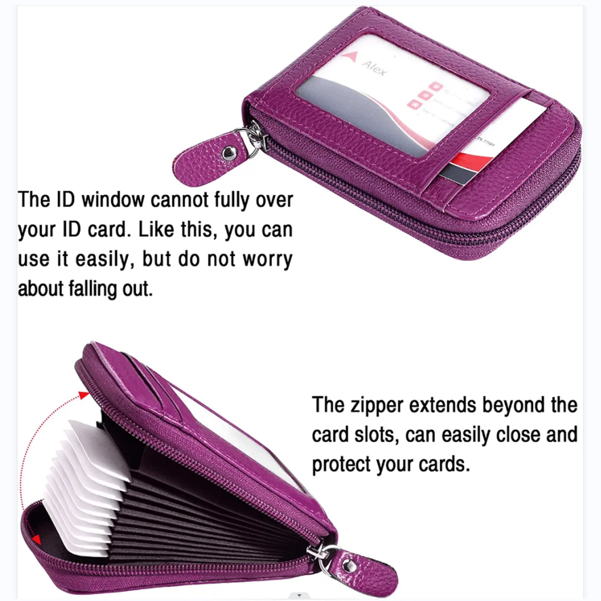 محفظة بطاقات الائتمان النسائية، محفظة متعددة البطاقات مع نافذة الهوية، حامل بطاقات بسحاب للنساء، محفظة متعددة الوظائف للأعمال