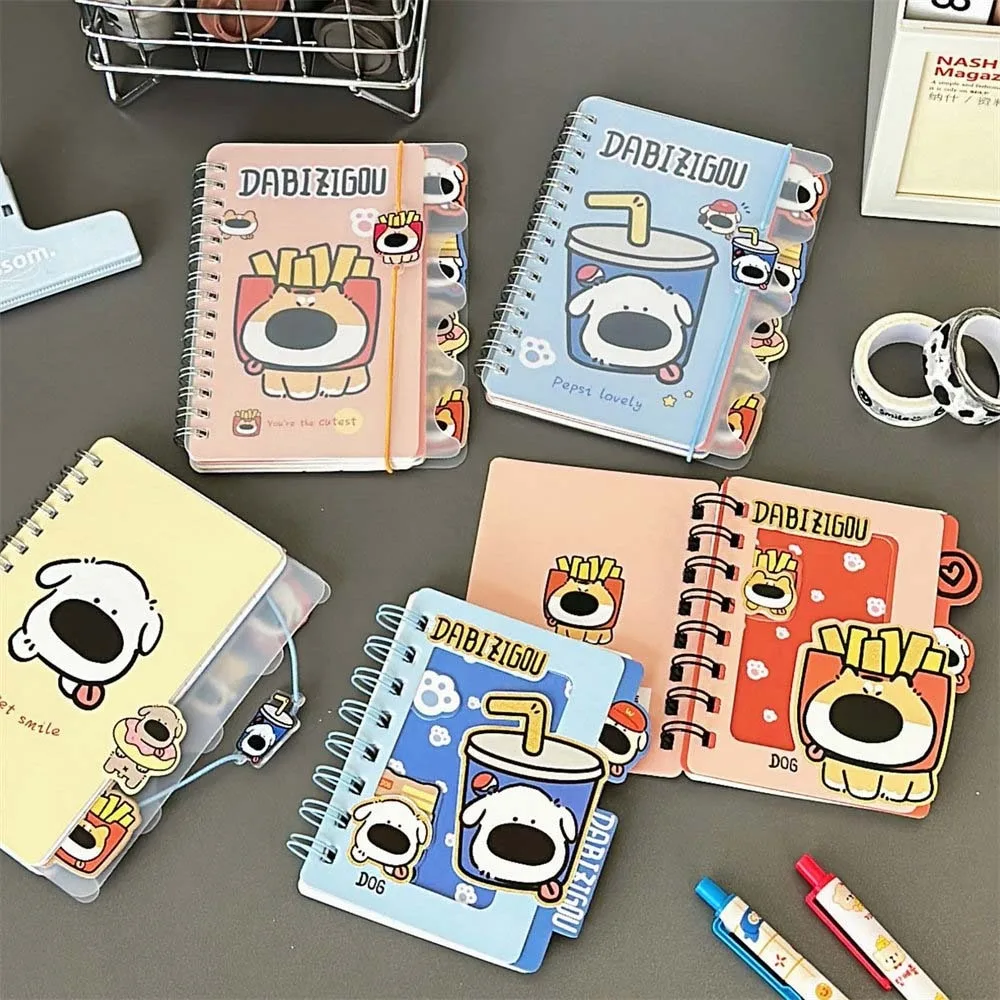 Portable Stationery Cartoon Dog Coil Notebook Memo Pads 80 Inner Pages Mini Notepad Rollover Cartoon Puppy Pocket Planner School