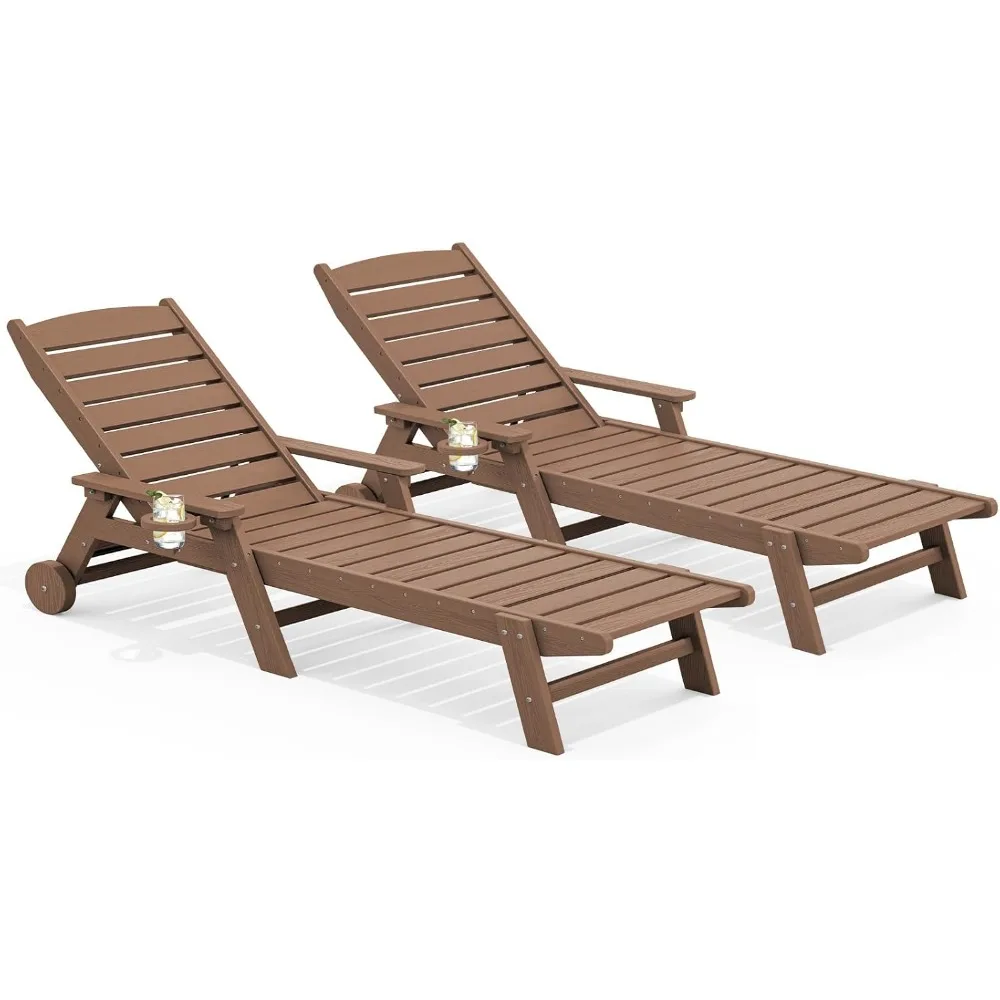 

Комплект из 2 шезлонгов для патио, 78 дюймов в длину, из HDPE, регулируемый в 5 положениях, для улицы