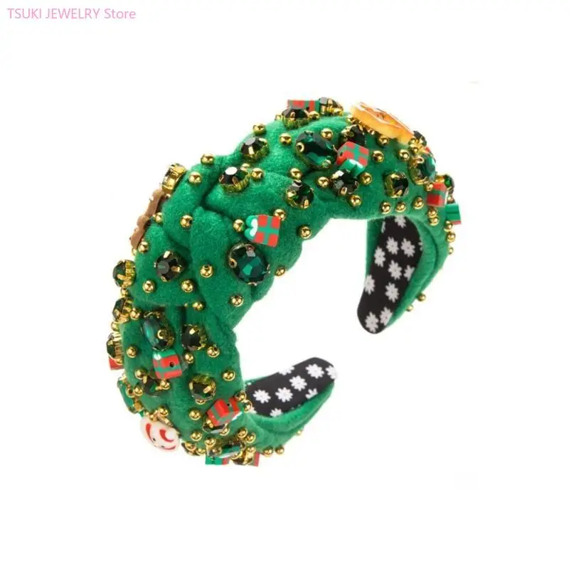 

62KE Рождественская повязка на голову для девочки, мини-подарочная коробка, украшенная повязка для волос, широкая повязка на