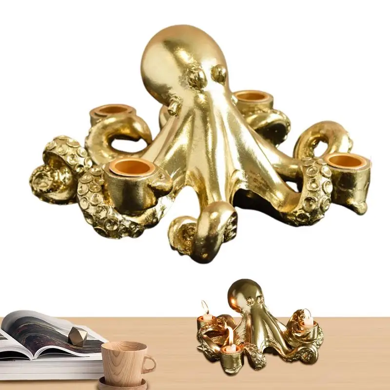 Octopus Pillar Candle Holder Resin Octopus Tealight Holder Candle Stand Table Decoration Home Decoration Decorative Sculpture