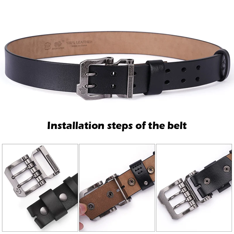 BISON DENIM Men Belts Genuine Leather Strap Luxury Designer Pin Buckle Belt Fancy Vintage Jeans High Quality Free Shipping 2023