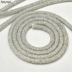 9mm Shiny Rhinestone Rope String Large Crystal Tube Diamond Cotton Cord DIY Hoodie Pants Drawstring Clothing Trim Accessories