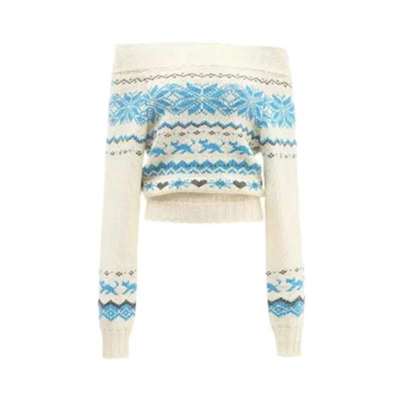 Nordic Sle Cisas свитер женский на одно плечо ленивый вязаный топ зимняя мода повседневный свободный крой длинный узл све