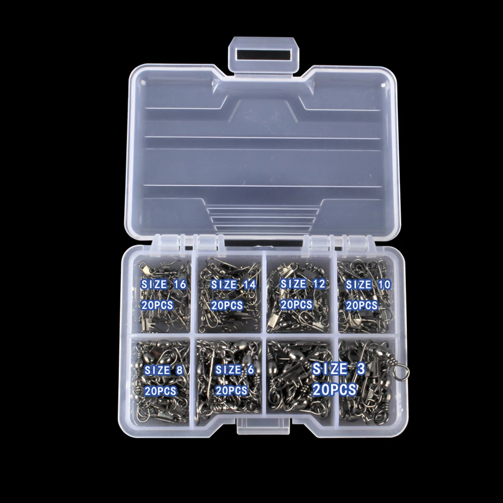 

140 pcs Fishing Connector Set Snap Swivel Hook Ball Bearing Barrel Lightweight Stainless Steel Anti Corrosion Suitable Various