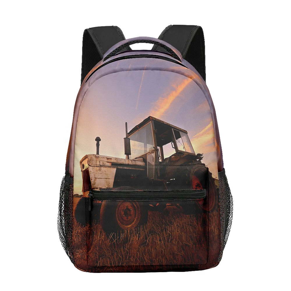 Cartoon Cool Youthful School Bags Unisex Tractor pattern Travel Bags 3D Print Oxford Waterproof Notebook Shoulder Backpacks