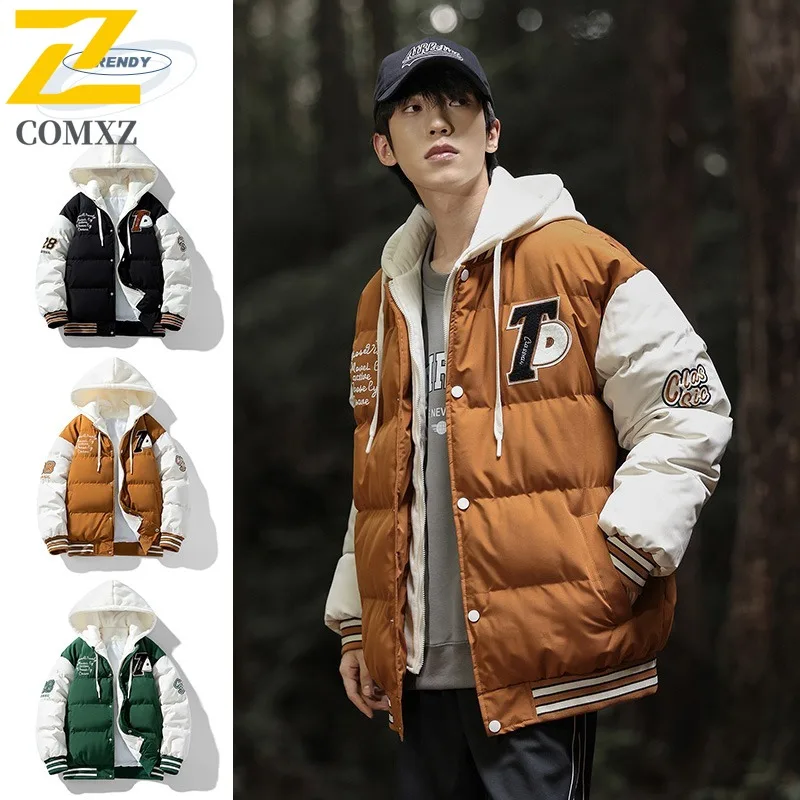 COMXZ Men Winter Jacket Hooded Design Soft Warm Camping Daily Life Fit Holiday Outing Padding Coat Windproof Winter Jackets