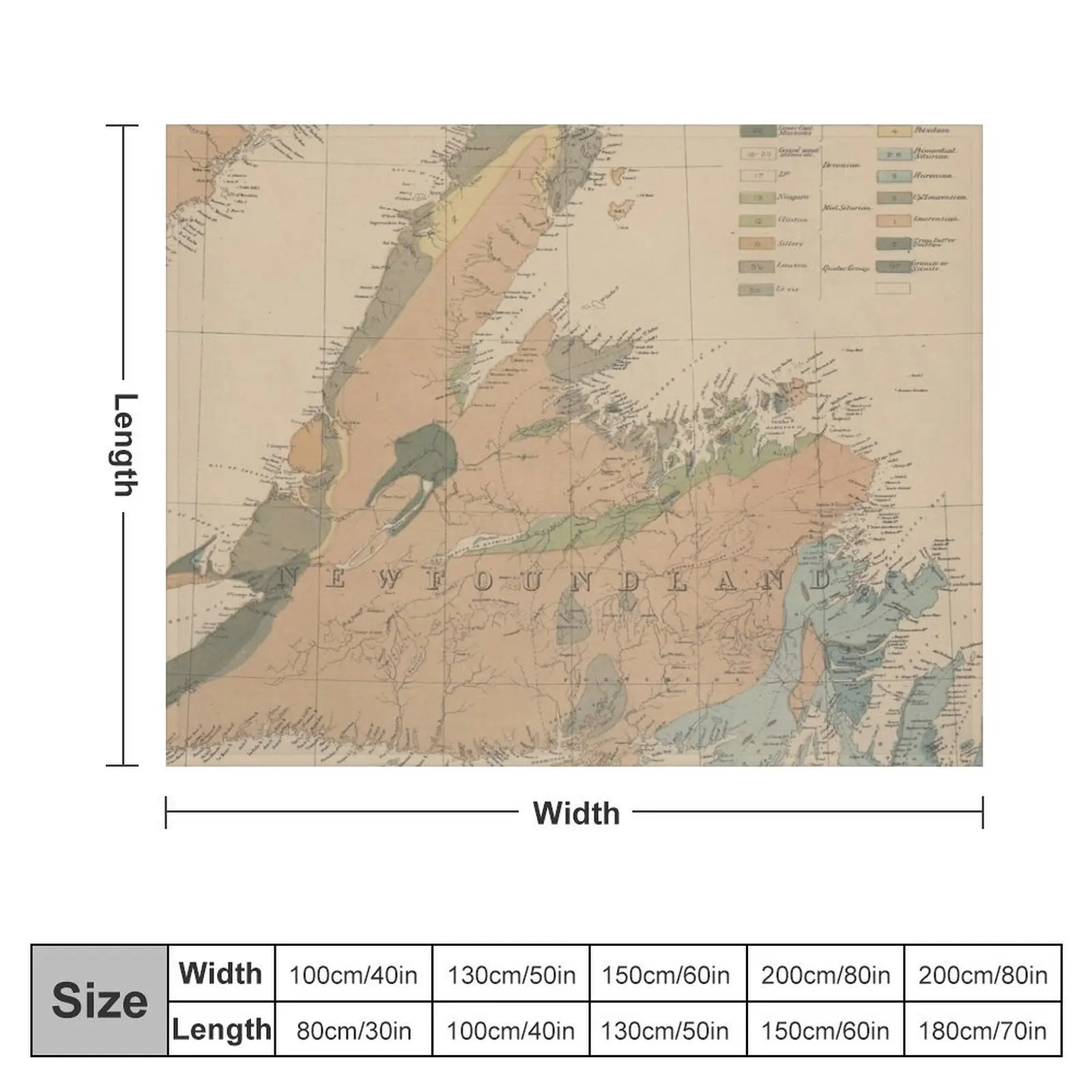 Vintage Geological Map of Newfoundland (1875) Throw Blanket Sofa Quilt Baby Soft Sofa Throw Blankets