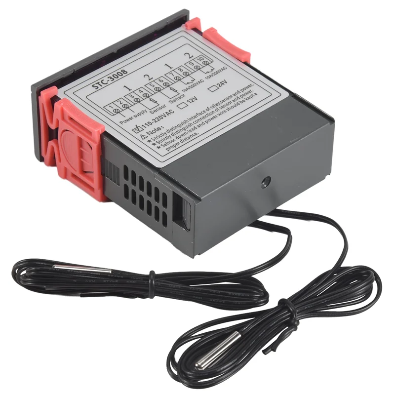 RISE-цифровой термостат, регулятор температуры STC-3008, термометр, датчик, гигрометр, 12 В, 24 В, 220 В