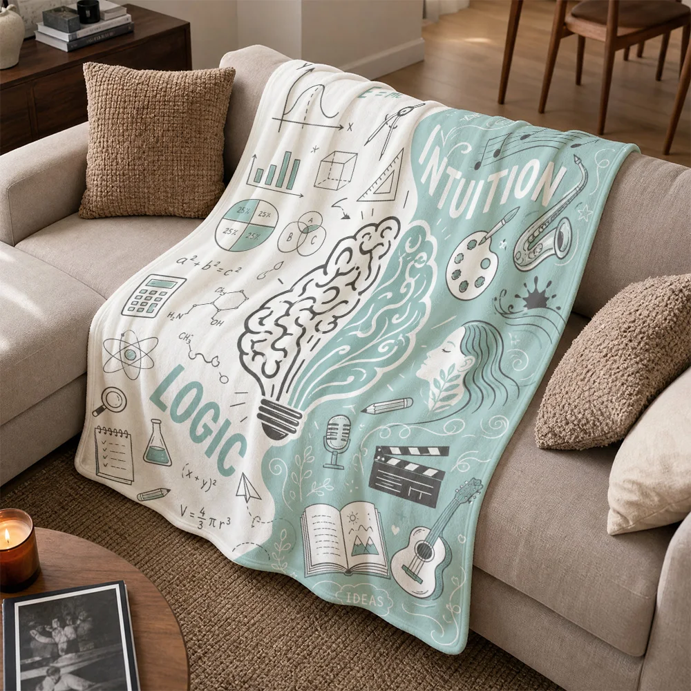 Science Math Logic Intuition Idea STEM Conceptual Equation Formulas Throw Blanket Gift for Teachers Students University Classroo