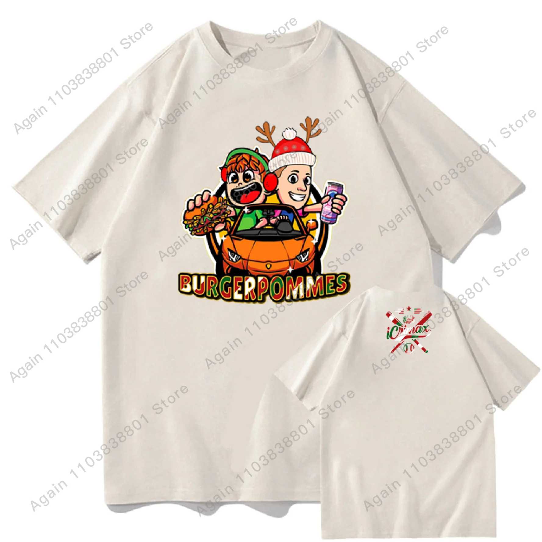 2025 Burgerpommes Icrimax Christmas Cotton T-shirt  Boys/girls Harajuku Kawaii T-shirts Children Tops Y2k Cartoon Tees Unisex