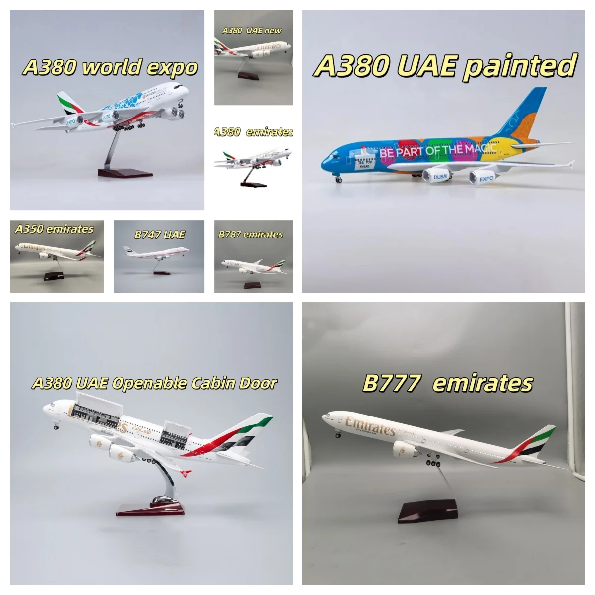 

Emirates Series 47CM UAE A350 Plane Model Resin 380 777 787 747 Diecast Airplanes A380 UAE Openable Cabin Door Collection Gifts