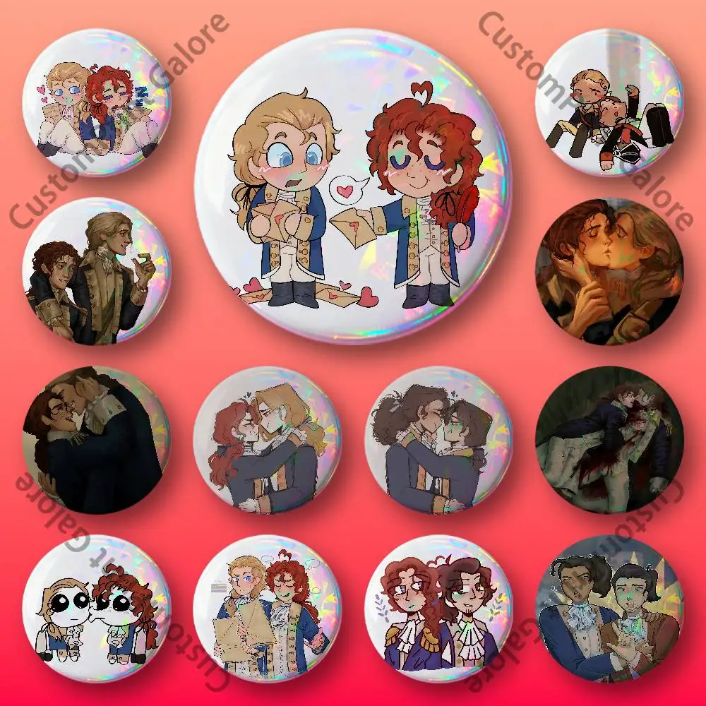 

Alexander Hamilton John Laurens Lams Customizable Badge Tinplate Brooch Laser Film Lapel Pin for Decoration Party Small Gifts