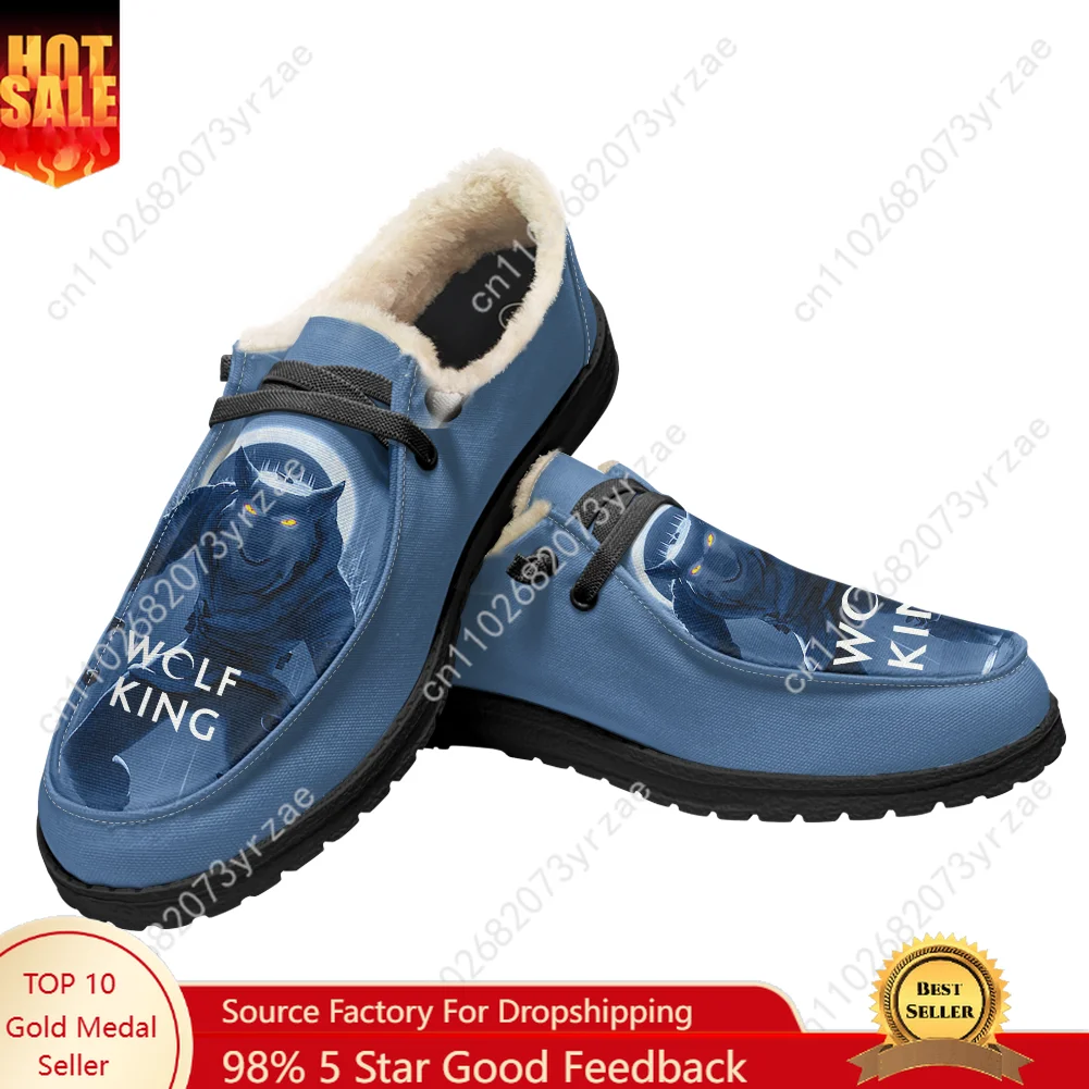 

Бархатные туфли на плоской подошве Wolf King, мужская и женская теплая обувь для дома и улицы, легкая обувь с персонализированным модным принтом, пара обуви на заказ