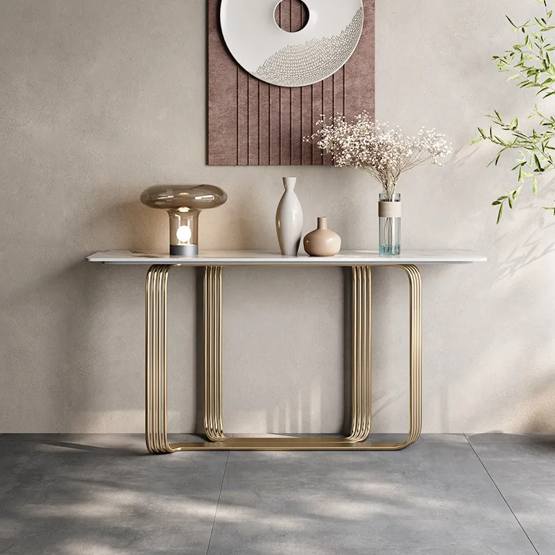 Light luxury entrance table Modern simple bright rock slab Designer enters the house against the wall According to the large apa