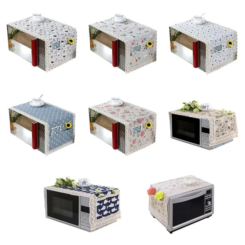1Pc Cotton Linen Microwave Oven Cover Dustproof Oil Proof Multi-Purpose Kitchen Appliance Protector Decor Accessories