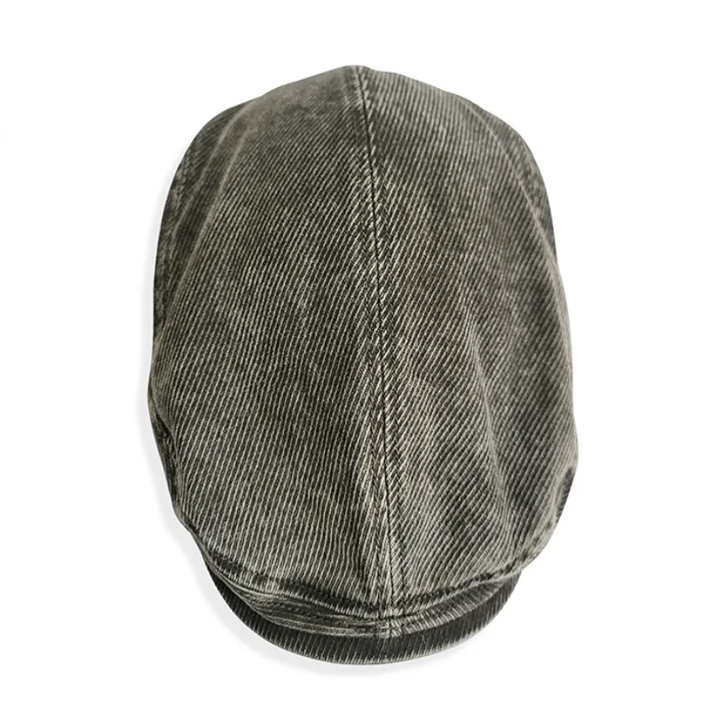 Corduroy Flat Cap, Distressed Vintage Beret, Unisex Hat