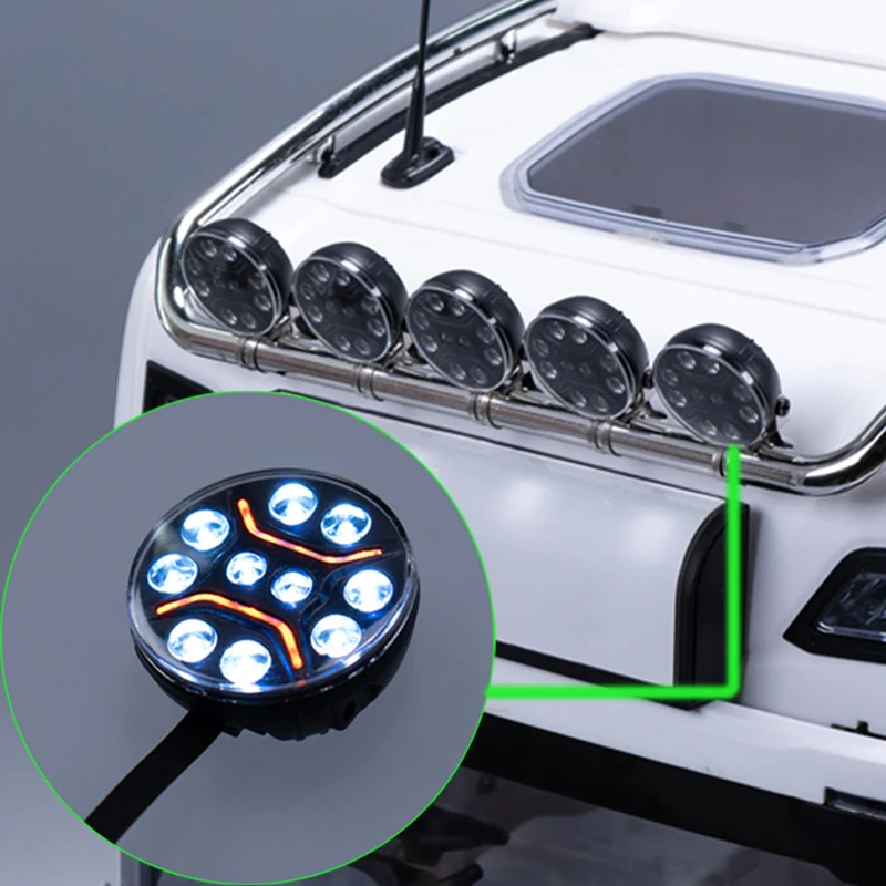 

1:14th Scale LED 5V Simulation Spotlight Roof Light Upgrade Accessories for Tamiya RC Truck SCANIA 770S 6x4 56368 56371 56379