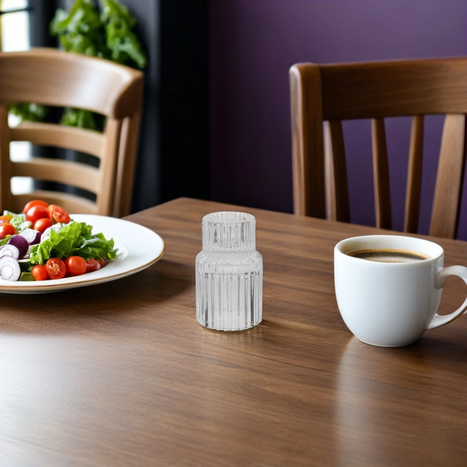 

8Pcs Clear Glass Taper Candlestick Holders Vertical Stripe Design Stable Base Wedding Table Centerpieces Dinner Party Decor