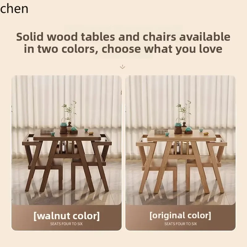 HYS Solid Wood Balcony Tea Table and Chair Set Leisure Home Small Tea Table Three-Piece Set for Small Apartments