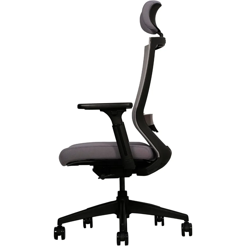 كرسي مهام مريح مع مسند رأس قابل للتعديل، دعم قطني، مقعد شبكي مسامي، سهل التجميع، مثالي للاستخدام المكتبي