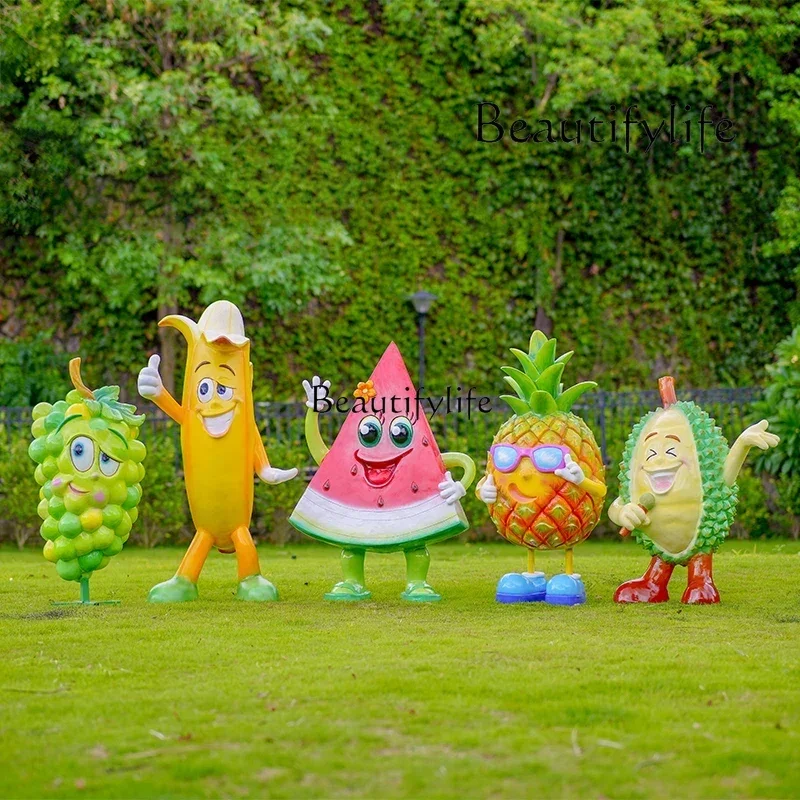 TTFG26Outdoor sculpture Fruit and vegetable Cabbage Garden landscape Farm clock in photo decoration Model ornament