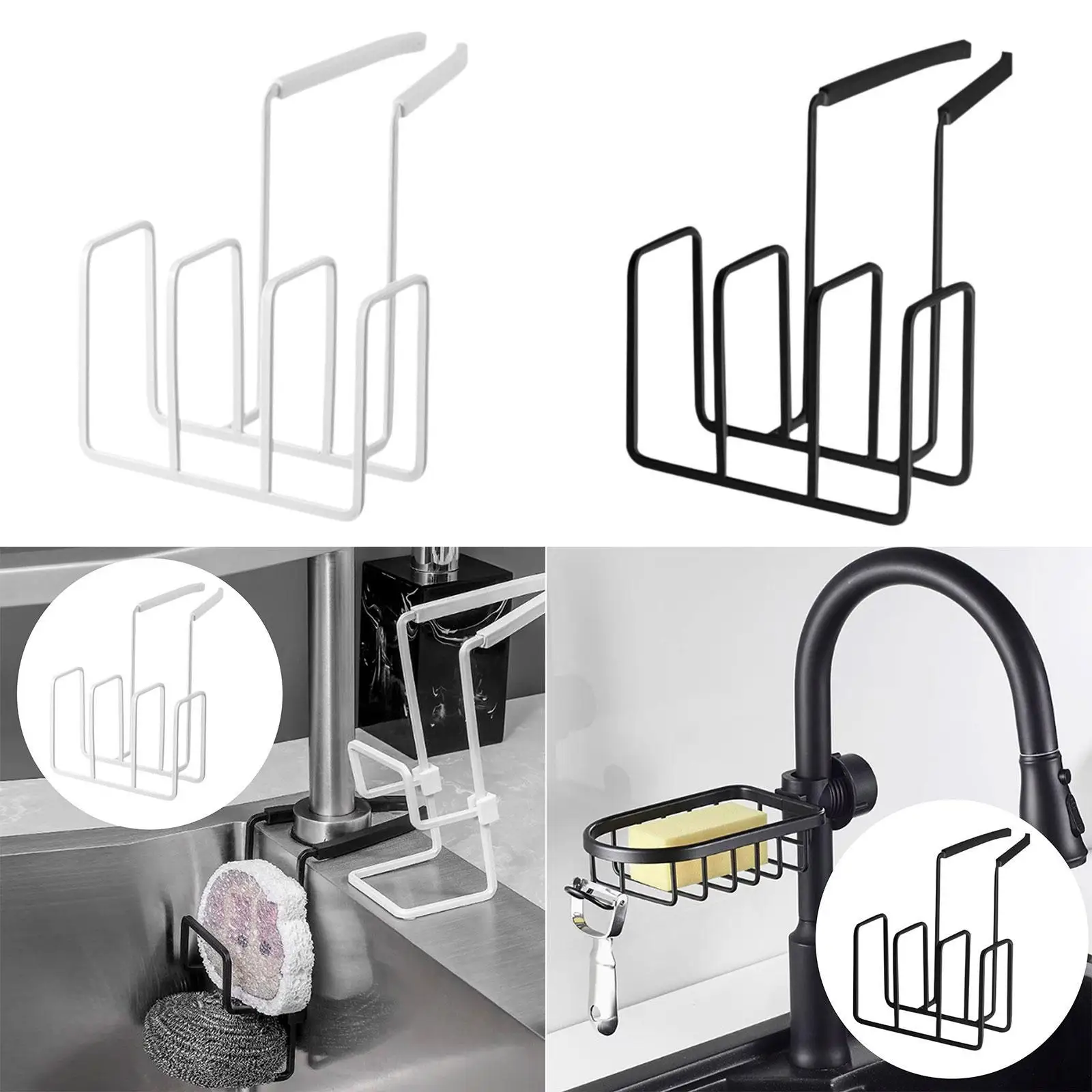 حامل إسفنجة معلق للصنبور، منظم عصري، قوي وخفيف الوزن