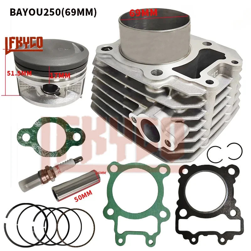 

250CC 69mm Bore Motorcycle Engine Cylinder Piston Rings Kit Gaskets Set for Kawasaki Bayou 250 2x4 KLF250 Bayou250 Motor Parts