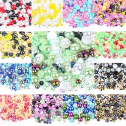 100g all'ingrosso Mix Size ABS mezzo tondo perle Flatback perline colore AB resina strass per Nail Art artigianato decorazione fai da te