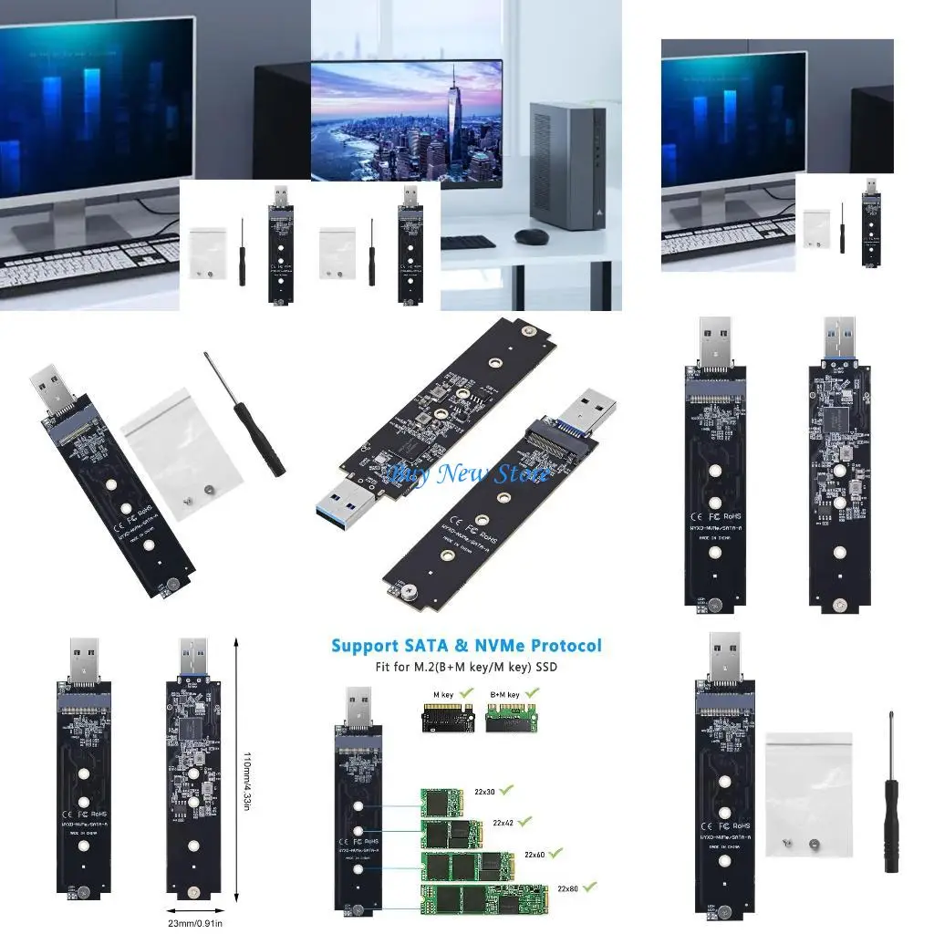 20CE NGFF B+M/M PCIe To USB3.1 10Gbps M.2 NVME SSD Adapter Converter for M.2 SSD