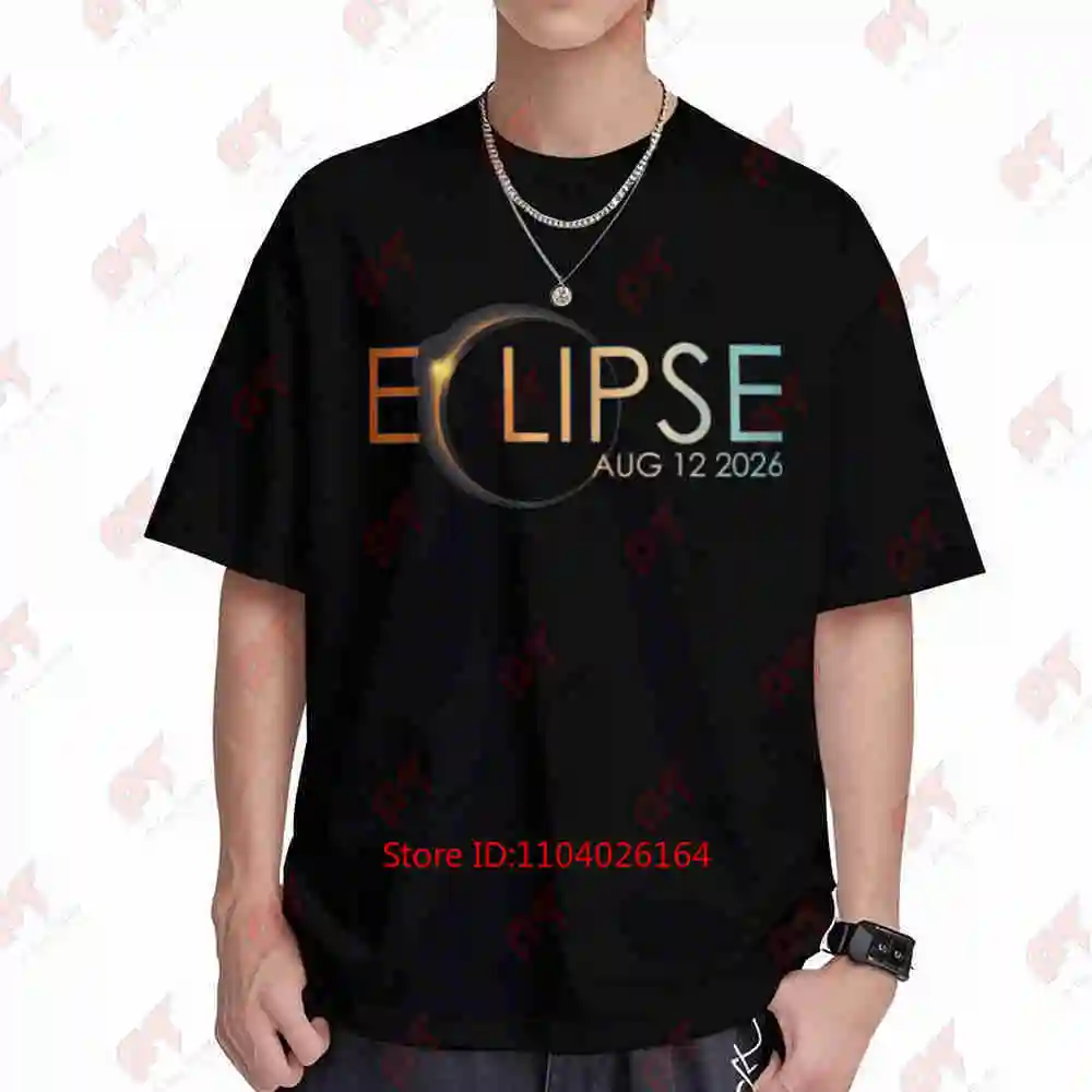 2026 Total Solar Eclipse Orange Path Date Aug 12 2016 Short Sleeve Tee 100% Cotton T-Shirt