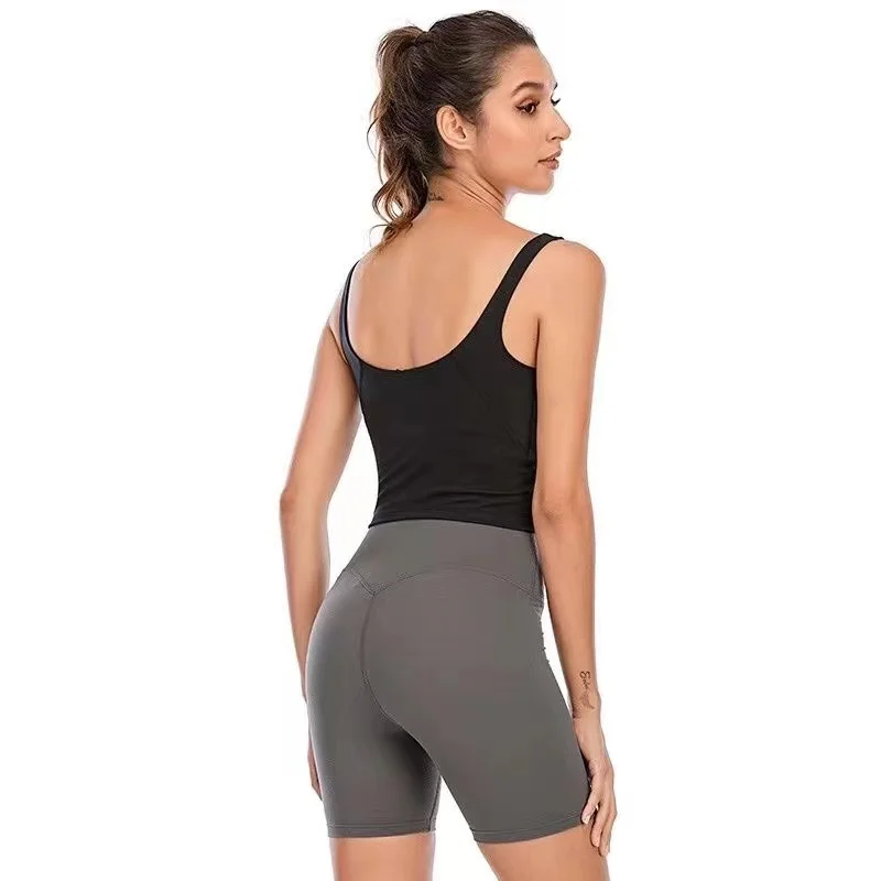 Ropa de Yoga de nailon para mujer, Sujetador deportivo ajustado desnudo, ropa interior de belleza para Fitness, chaleco, 2024